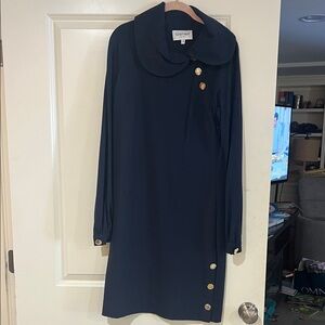 Elizabeth McKay Navy Dress with Gold Accents